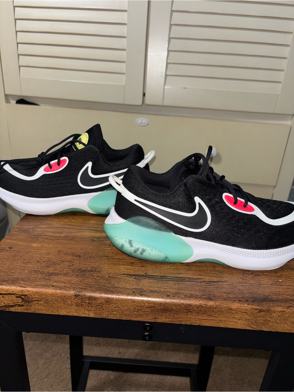 Nike Kids Black Sneakers with Mint Green and Hot Pink Accents